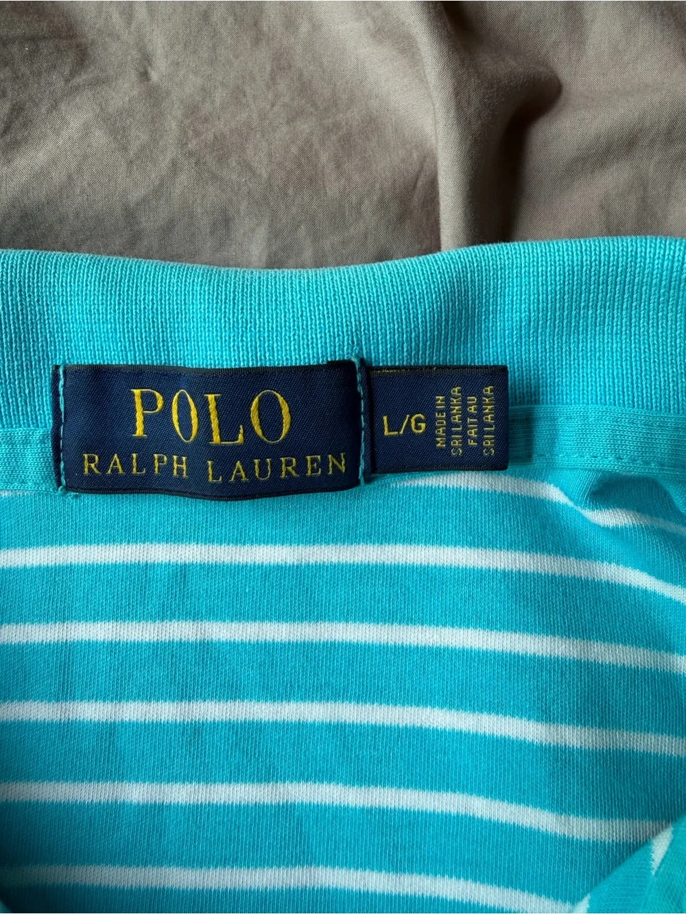 Polo Ralph Lauren Polo Shirt Mens L Medium Fit Blue Stripe Knit Casual Logo
